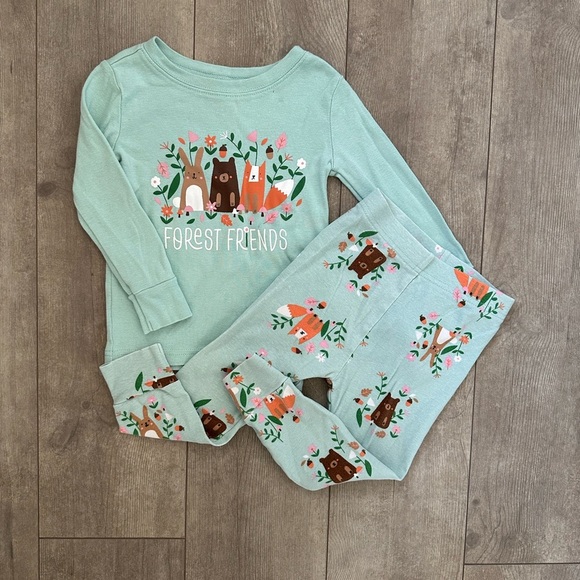 Old Navy 2T Toddler Girl Snug Fit Pajamas Whimsical Forest Theme vguc - Picture 10 of 12
